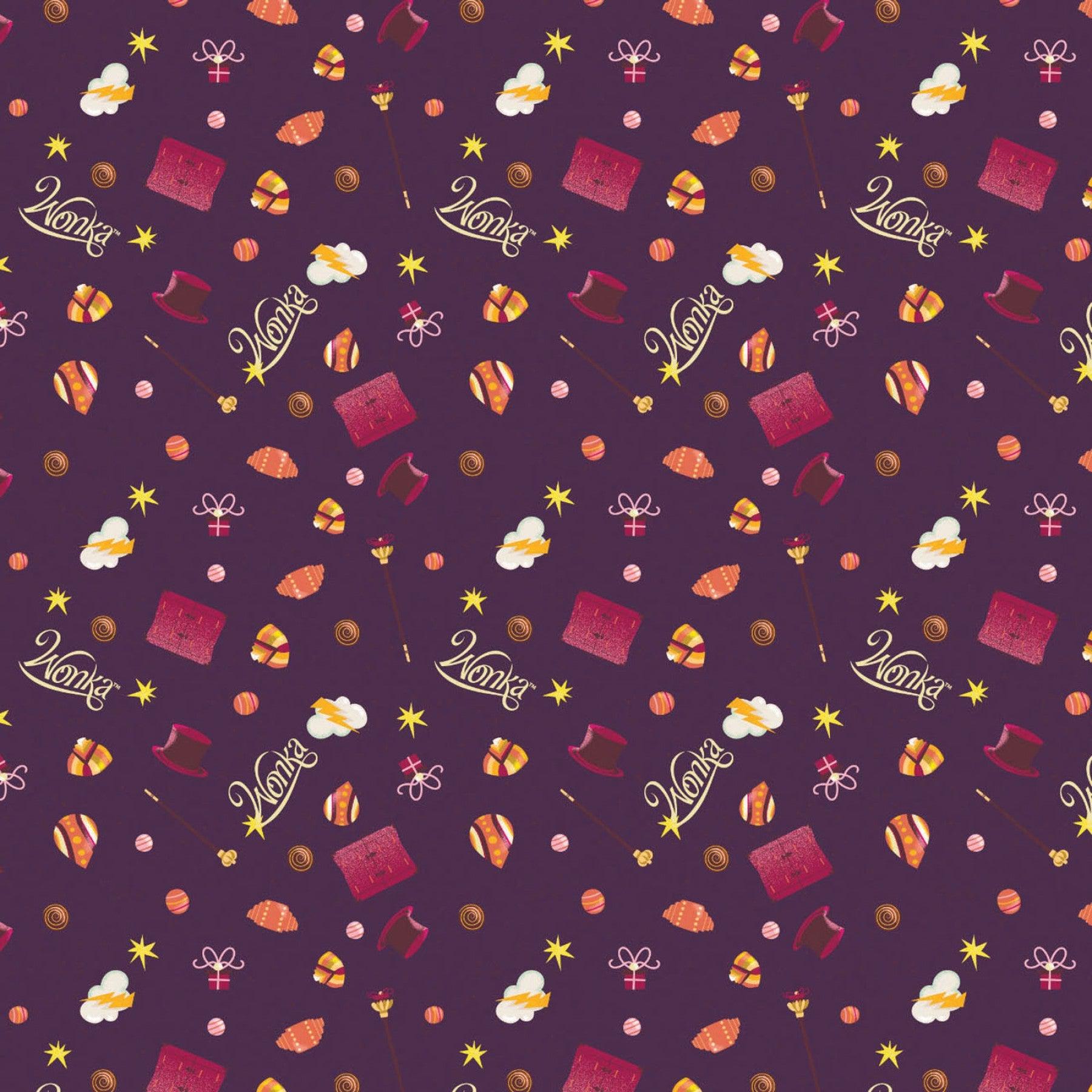 Wonka The Movie Purple Wonka Icons Fabric