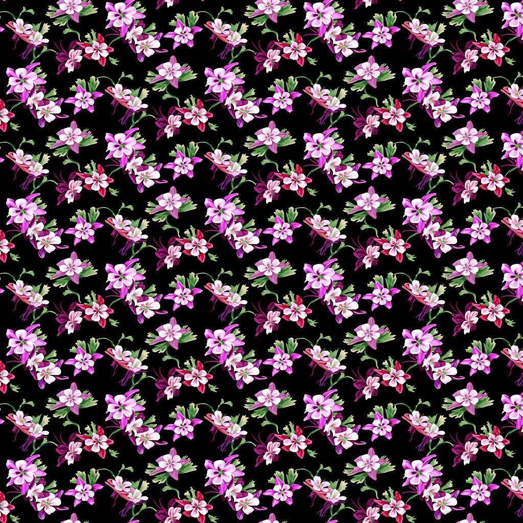Woodland Eggplant Columbine Digital Print Fabric-Clothworks-My Favorite Quilt Store