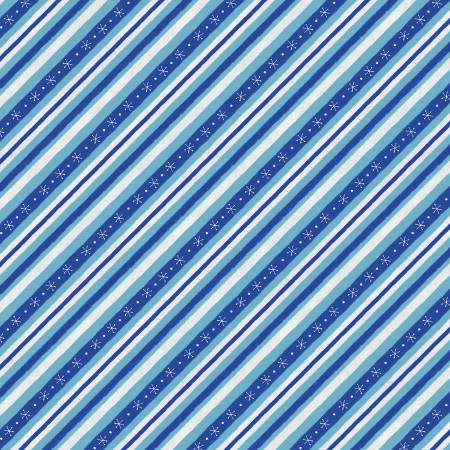 Woodland Gifts Blue Diagonal Stripe Fabric-Wilmington Prints-My Favorite Quilt Store