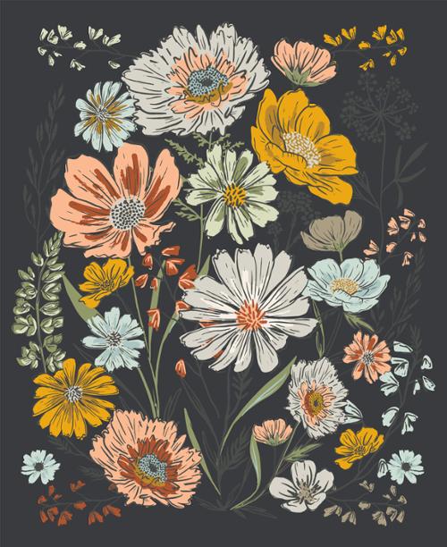Woodland & Wildflowers Charcoal Woodland Wildflowers 36" Panel-Moda Fabrics-My Favorite Quilt Store