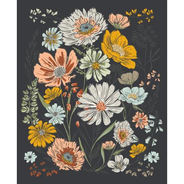 Woodland & Wildflowers Charcoal Woodland Wildflowers 36" Panel-Moda Fabrics-My Favorite Quilt Store