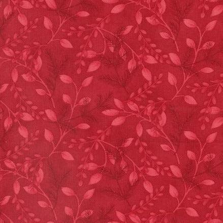 Woodland Winter Cardinal Red Greenery Monotone Blenders Pine Leaves Fabric