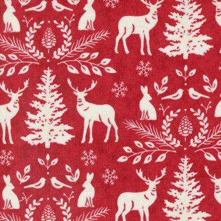 Woodland Winter Cardinal Red Woodland Damask Animal Fabric