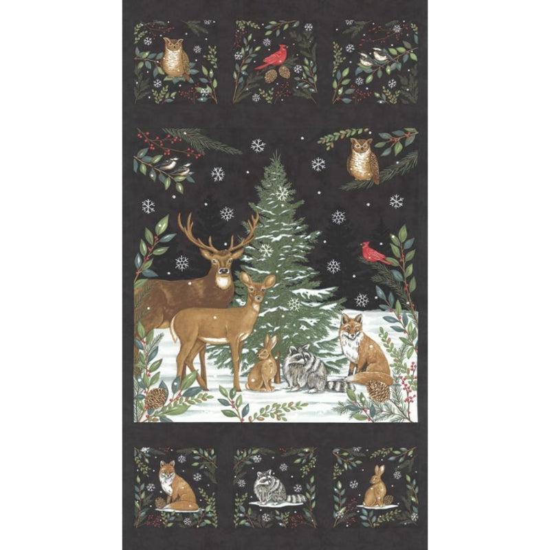 Woodland Winter Charcoal Black 24" Panel