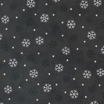 Woodland Winter Charcoal Black Snowflake Dot Toss Fabric