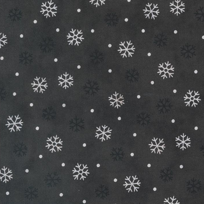 Woodland Winter Charcoal Black Snowflake Dot Toss Fabric