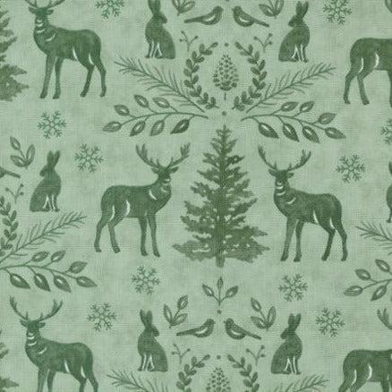 Woodland Winter Eucalyptus Woodland Damask Animal Fabric-Moda Fabrics-My Favorite Quilt Store
