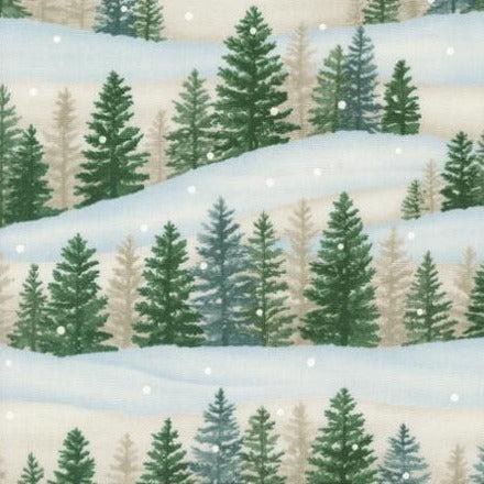 Woodland Winter Snowy White Nature Trees Landscape Fabric
