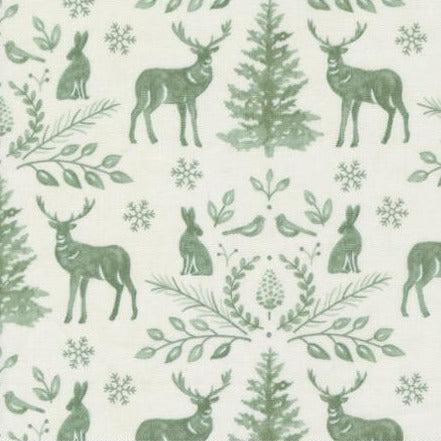 Woodland Winter Snowy White Woodland Damask Animal Fabric