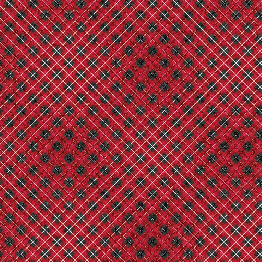 Woodsman Red Black Bias Plaid Fabric