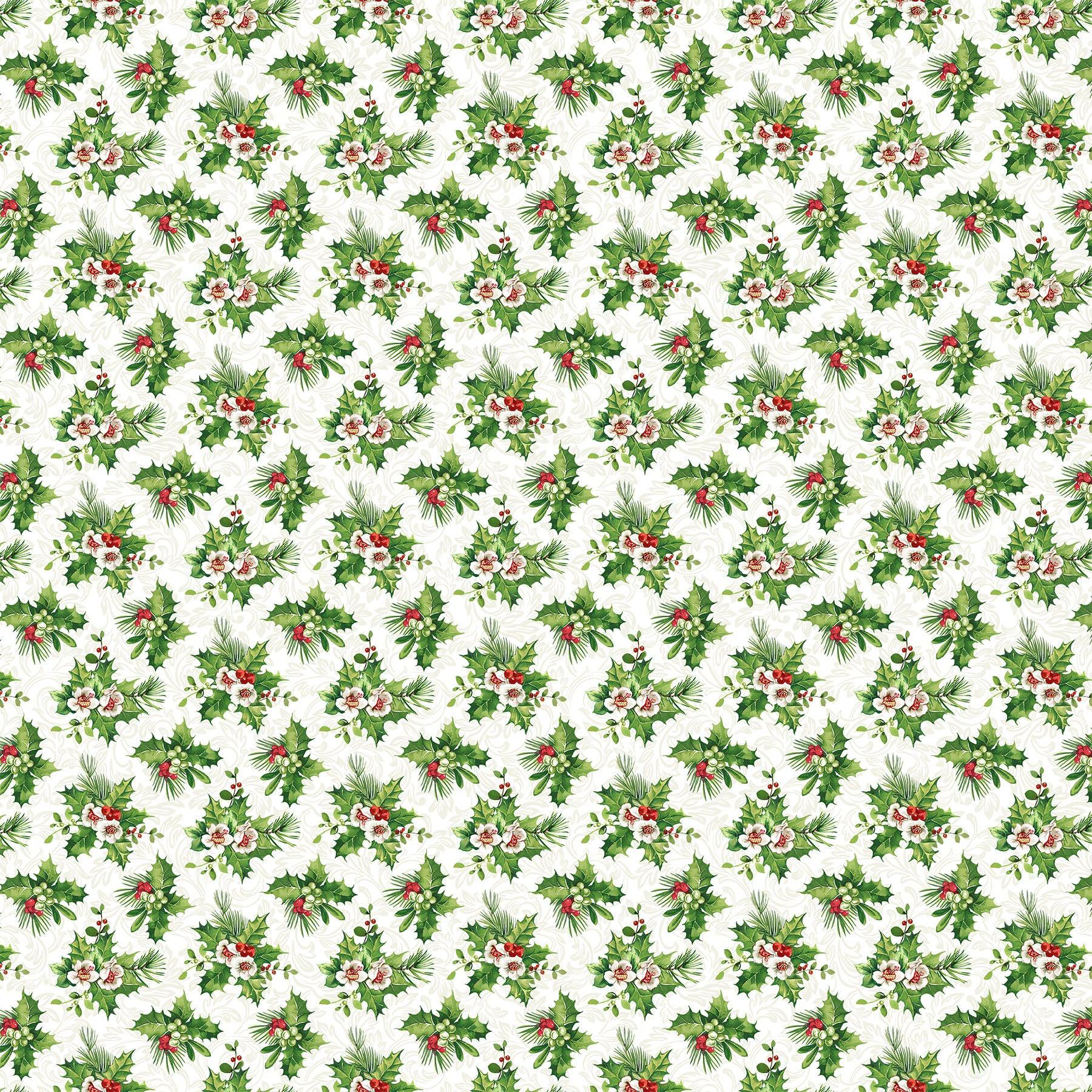 Yuletide Traditions Hellebore White Multi Fabric