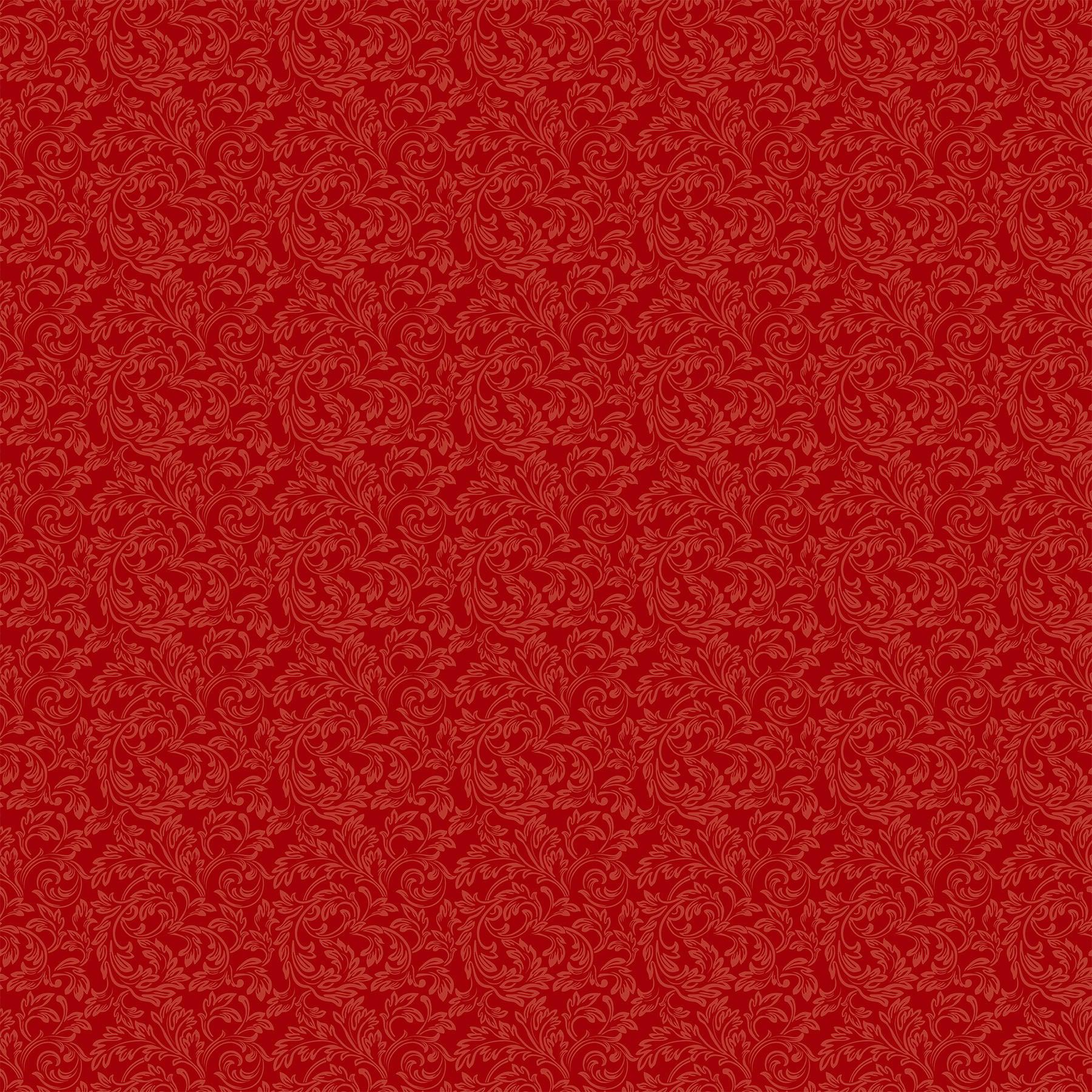 Yuletide Traditions Scroll Red Fabric