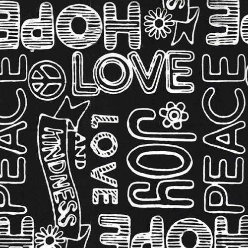 Zen Funk Black Peace and Joy Words Batik Fabric-Island Batik-My Favorite Quilt Store