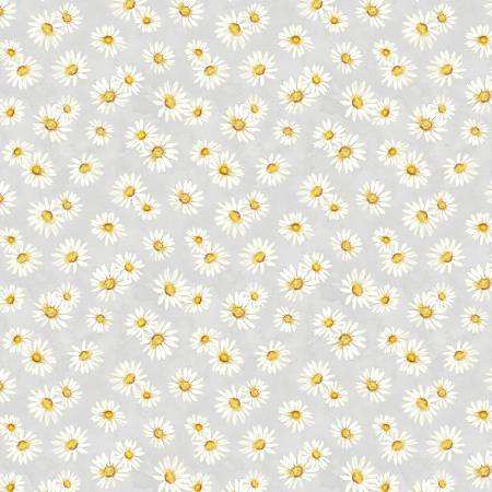 Zest For Life Gray Daisy Toss Fabric-Wilmington Prints-My Favorite Quilt Store