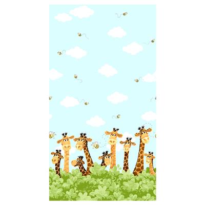 Zoe the Giraffe Aqua Border Fabric-Susybee-My Favorite Quilt Store