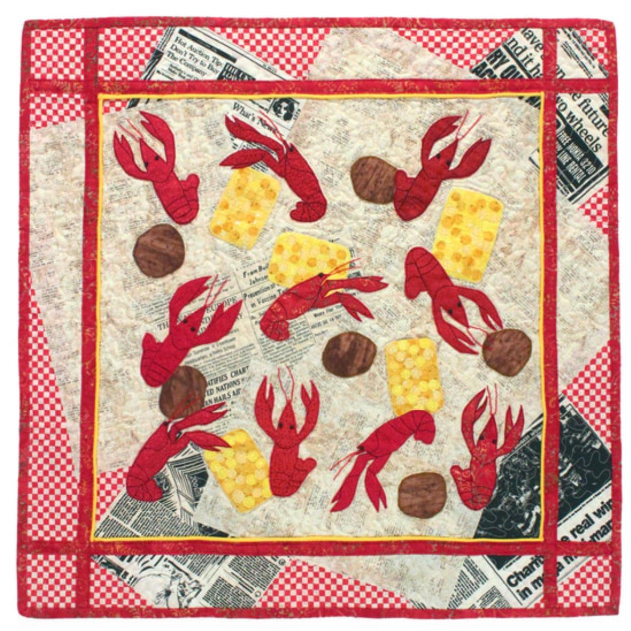 10 Bright Red Crawfish Quilt Pattern