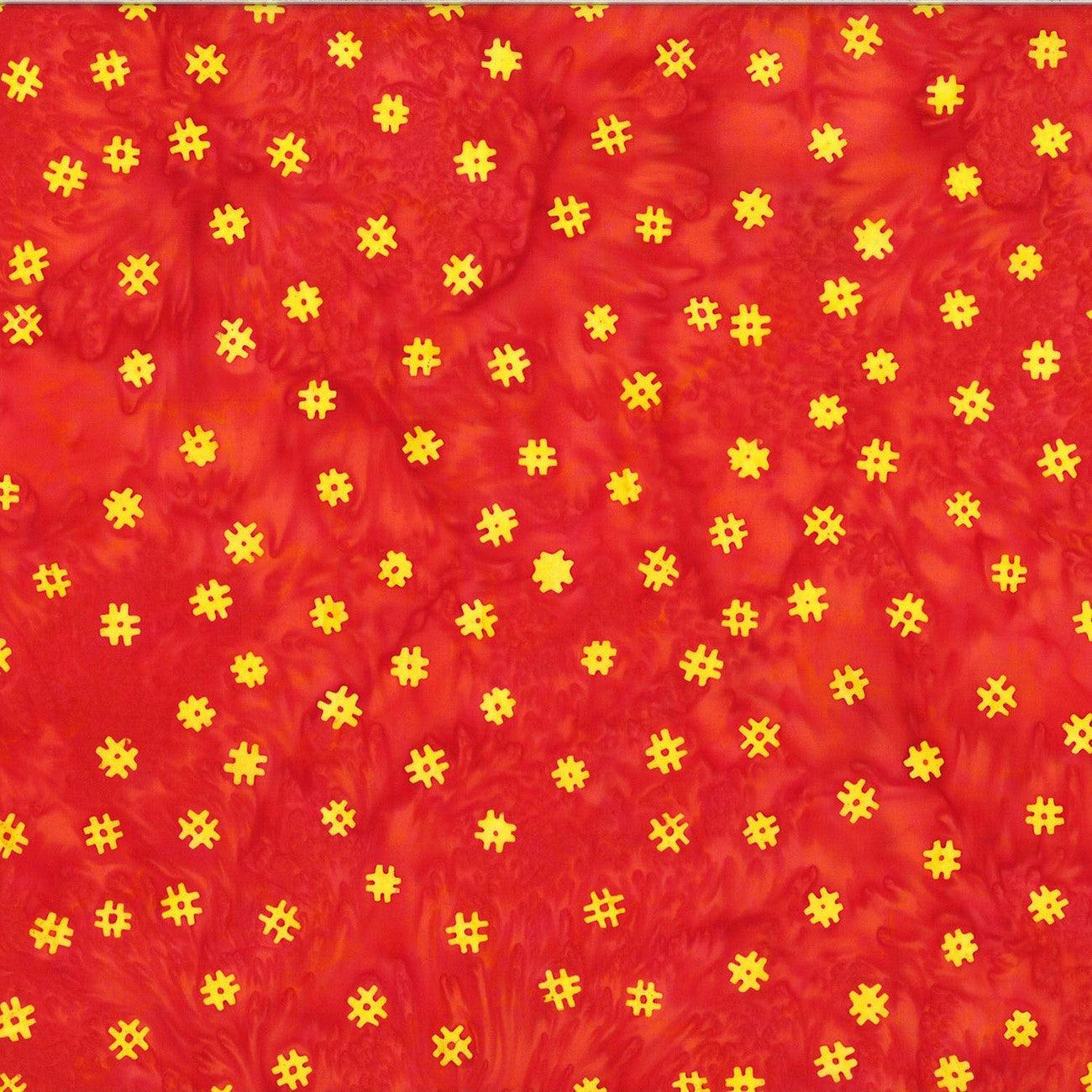 100s and 1000s Orange Hashtags Batik Fabric