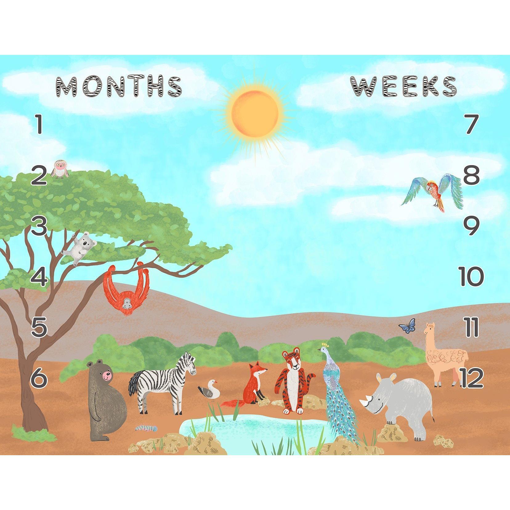 A is for Animals Milestone Playmat Digital Panel 54"x 42"