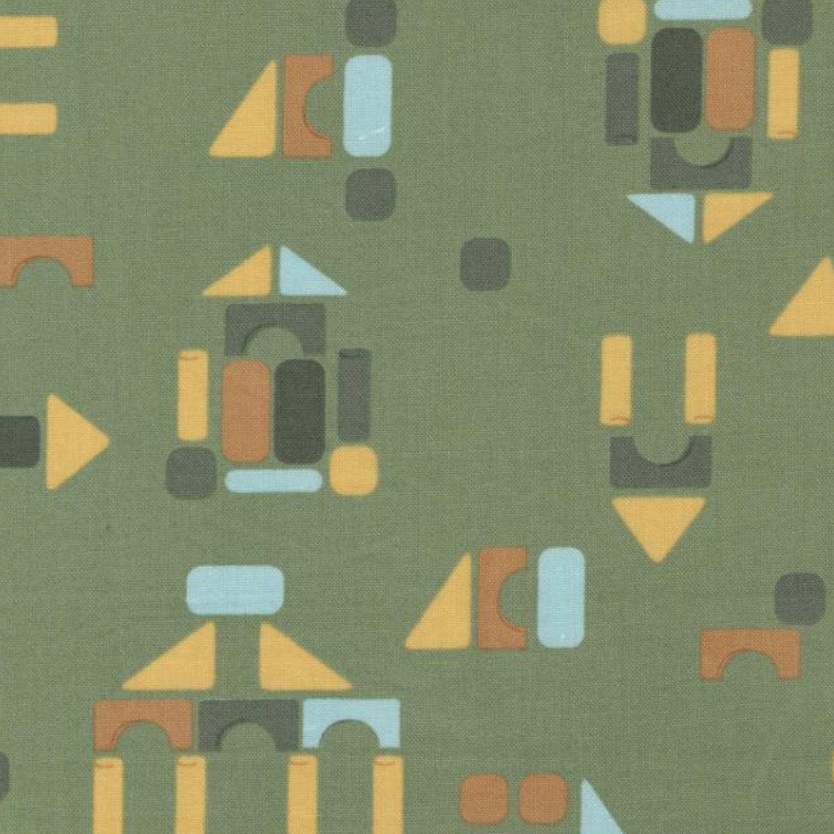 ABC XYZ Green Wood Blocks Fabric