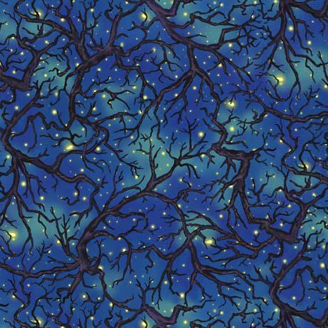Abra-Cat-Dabra Blue Branch Toss Fabric-QT Fabrics-My Favorite Quilt Store