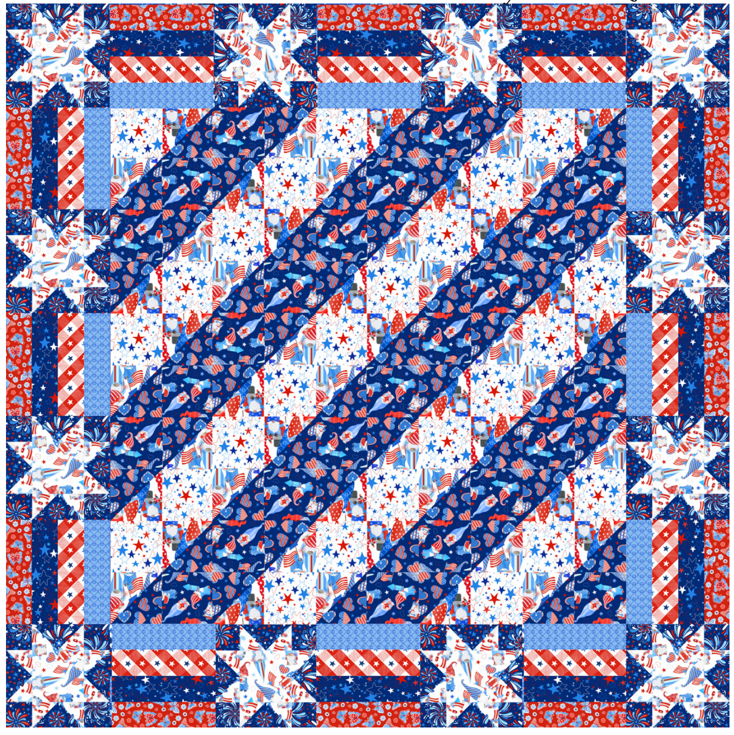 All American Gnomes Stars and Stripes Quilt Pattern - Free Digital Download