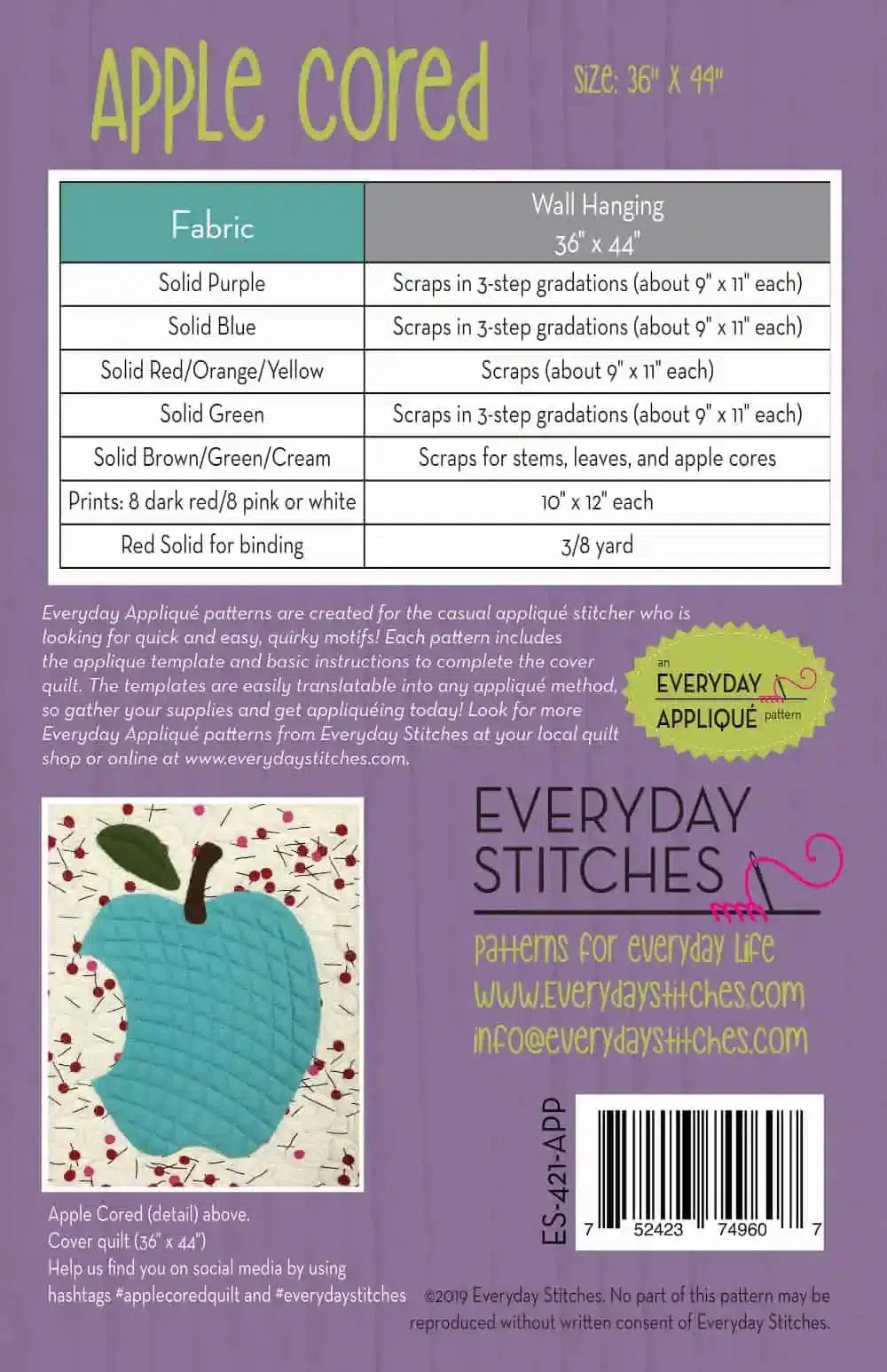 Apple Cored Quilt Pattern-Everyday Stitches-My Favorite Quilt Store