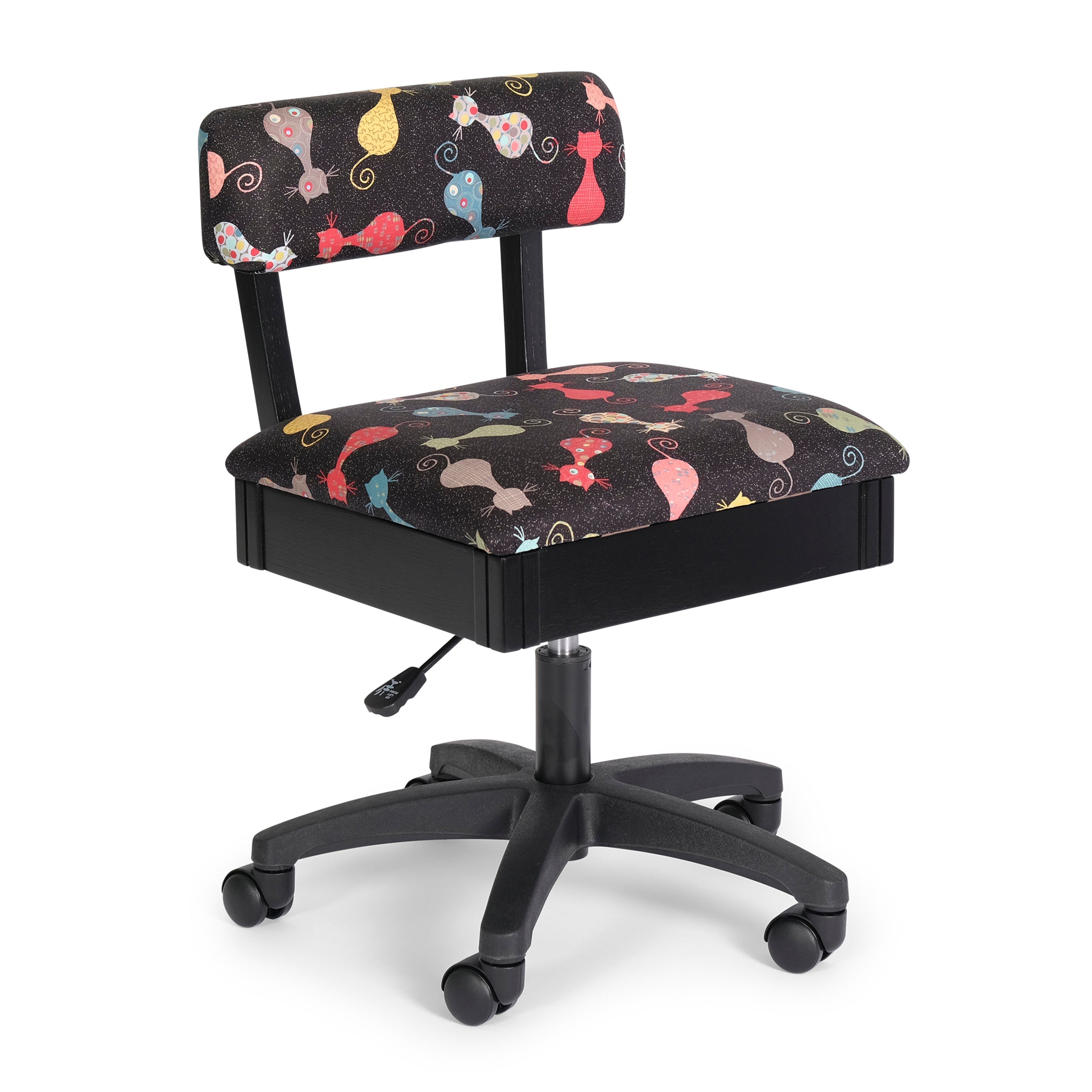 Arrow Height Adjustable Hydraulic Sewing Chair - Cat's Meow Black-Arrow Classic Sewing Furniture-My Favorite Quilt Store