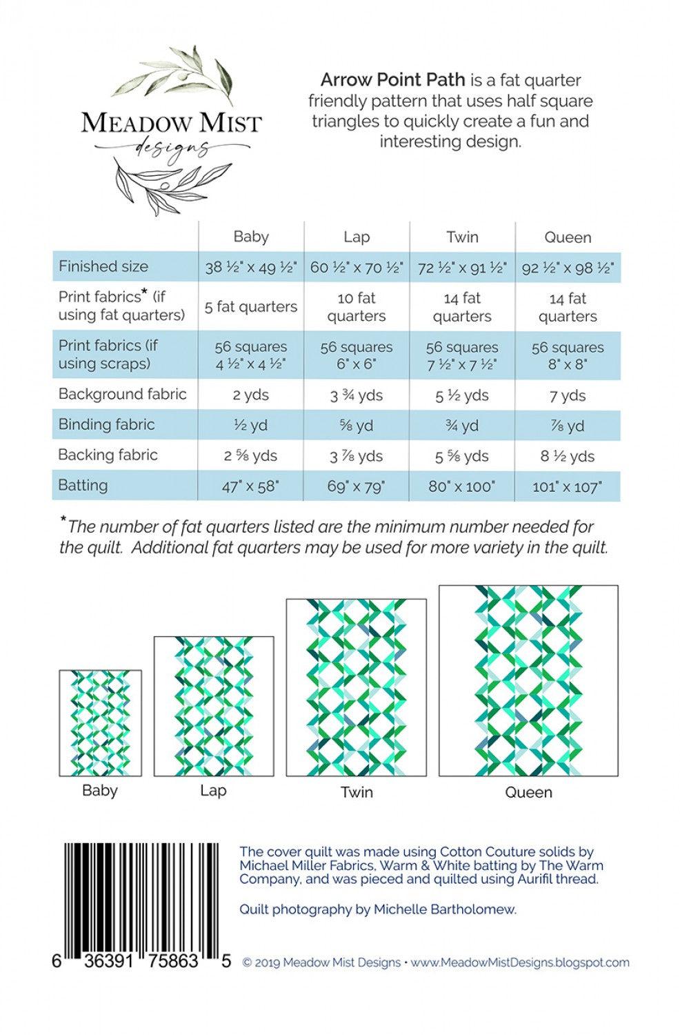 Arrow Point Path Quilt Pattern-Meadow Mist Designs-My Favorite Quilt Store