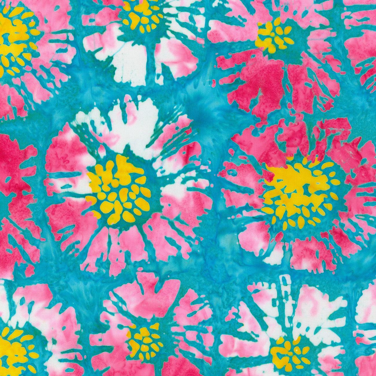 Artisan Batik Meadow Fresh Azalea Daisy Batik Fabric-Robert Kaufman-My Favorite Quilt Store
