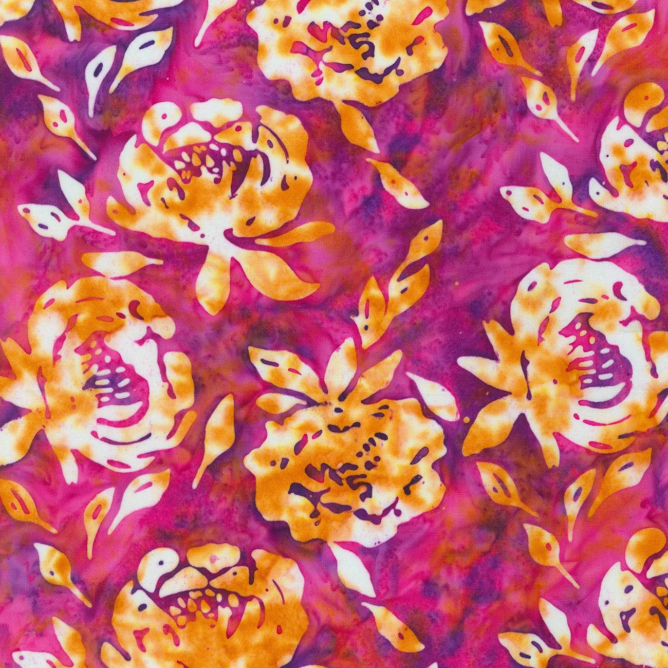 Artisan Batik Meadow Fresh Dahlia Peony Batik Fabric-Robert Kaufman-My Favorite Quilt Store