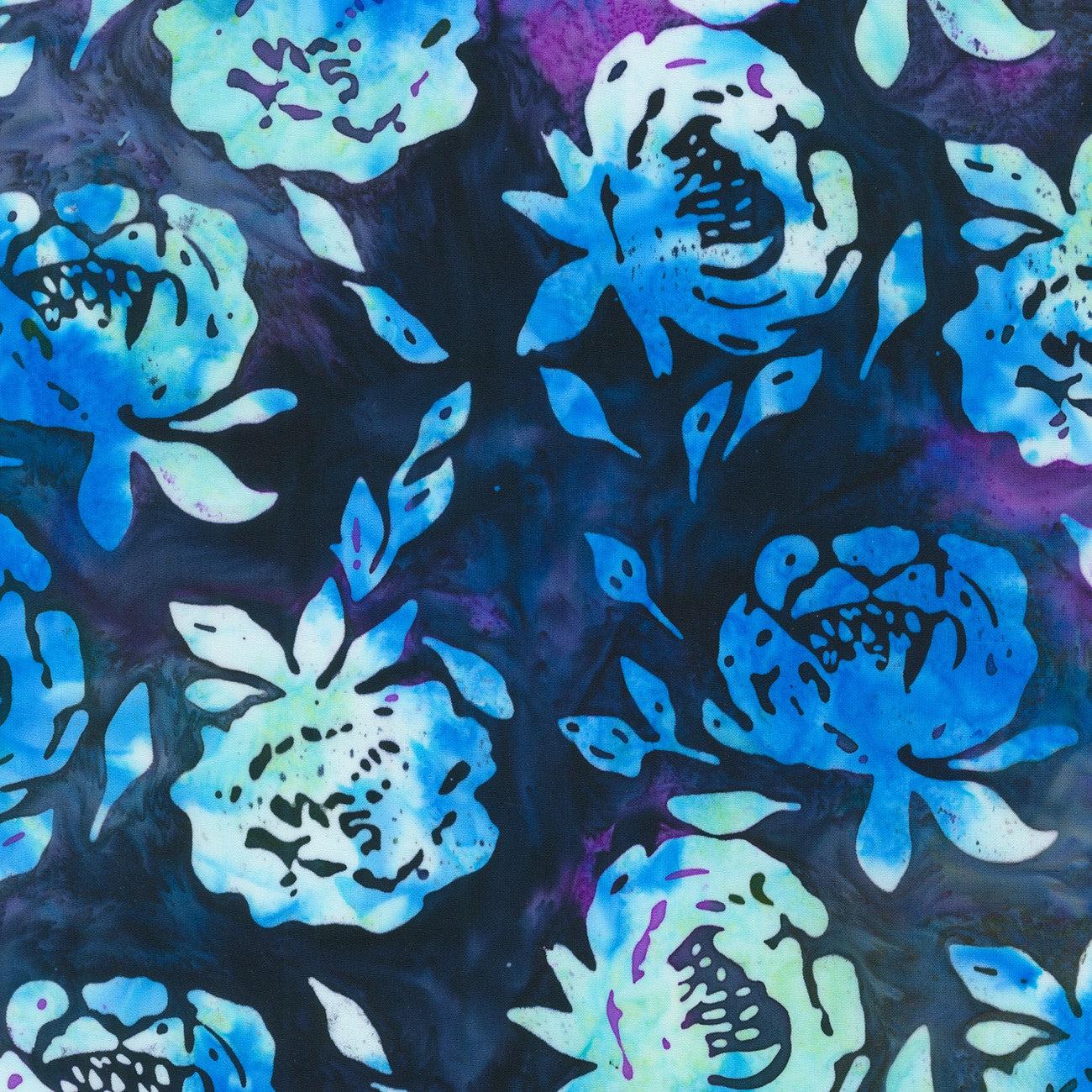 Artisan Batik Meadow Fresh Iris Peony Batik Fabric-Robert Kaufman-My Favorite Quilt Store
