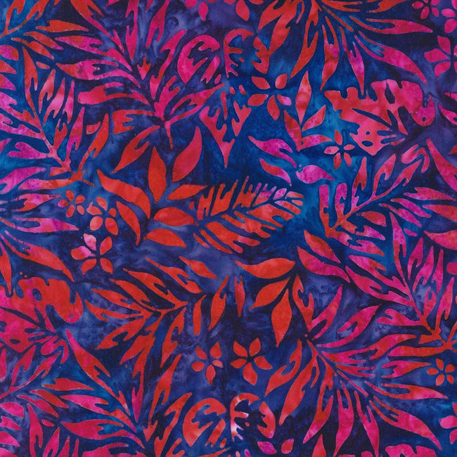 Artisan Batiks Totally Tropical Berry Leaves Fabric by Lunn Studios ...