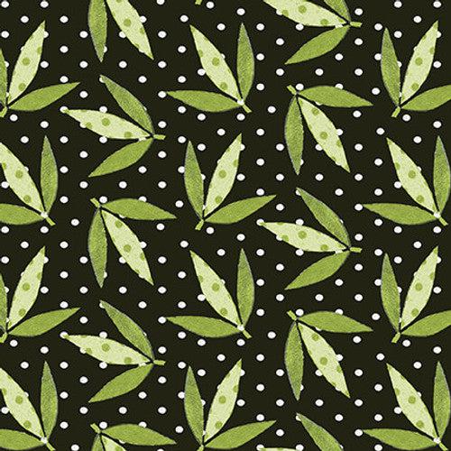 At the Zoo Black Leaf Fabric
