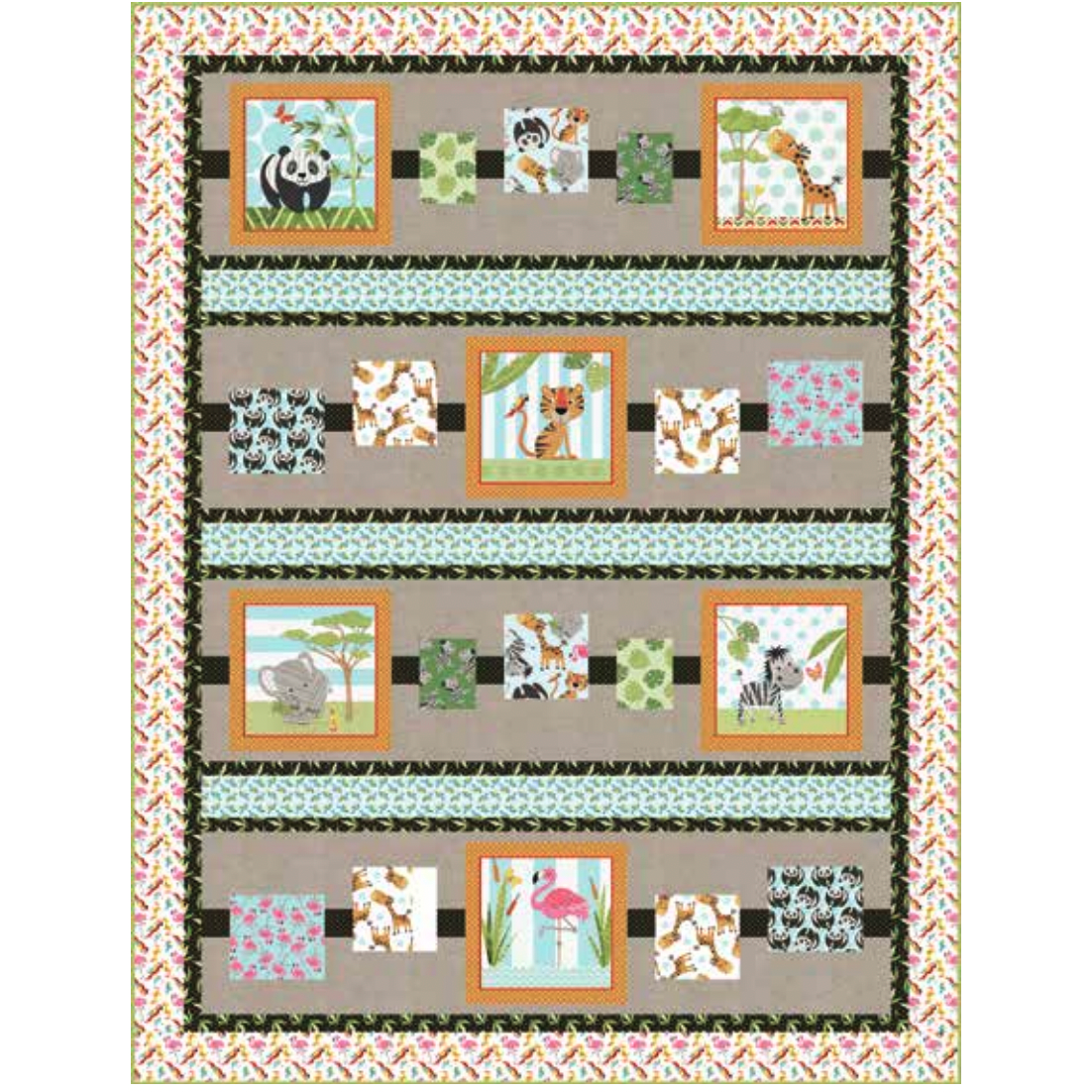 At the Zoo Quilt - Free Pattern Download-Studio e Fabrics-My Favorite Quilt Store