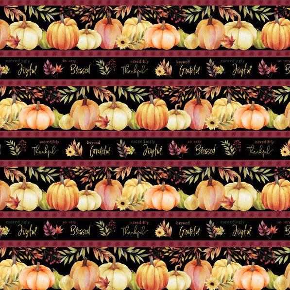 Autumn Light Black Pumpkin Stripe Fabric