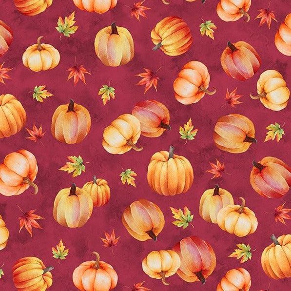 Autumn Light Plum Small Pumpkin Toss Fabric-Wilmington Prints-My Favorite Quilt Store