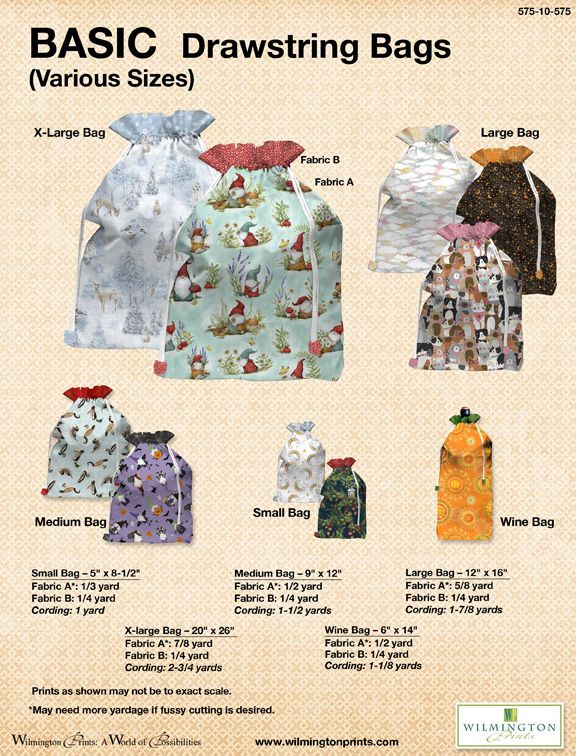 Basic Drawstring Bag Pattern - Free Digital Download-Wilmington Prints-My Favorite Quilt Store