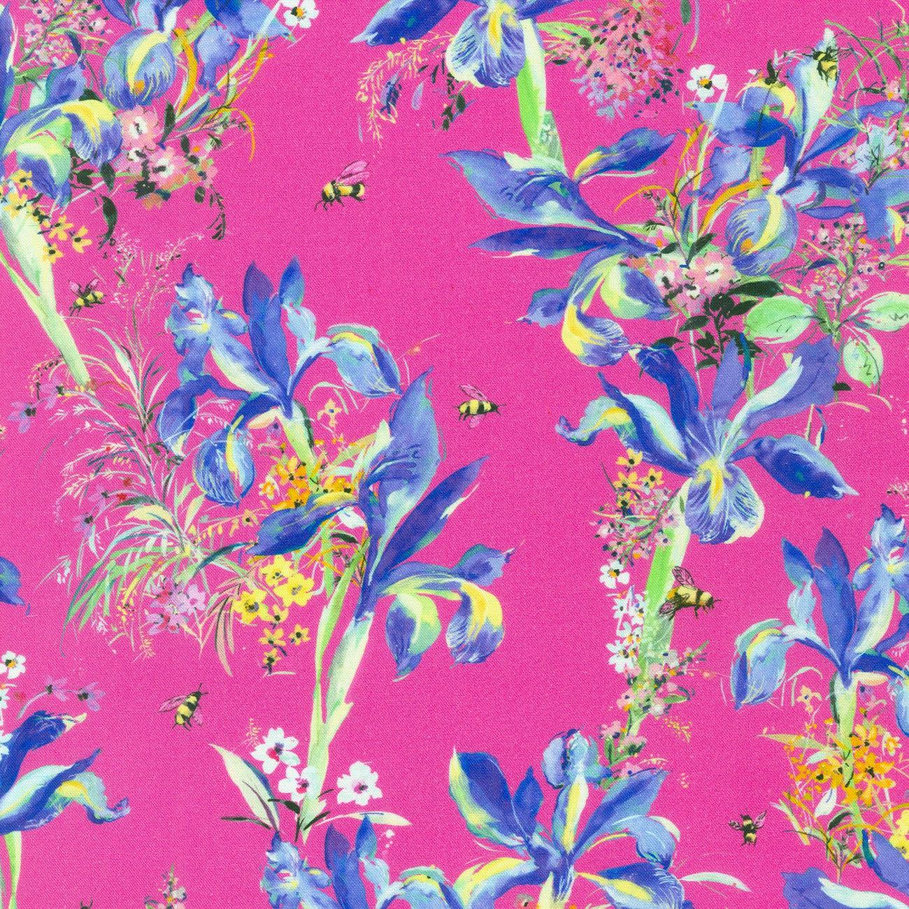 Bee Free Fuchsia Lillies Fabric