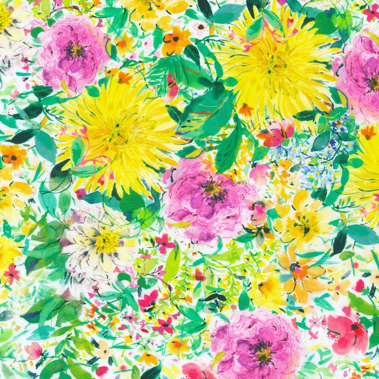 Bee Free Marigold Floral Fabric-Robert Kaufman-My Favorite Quilt Store