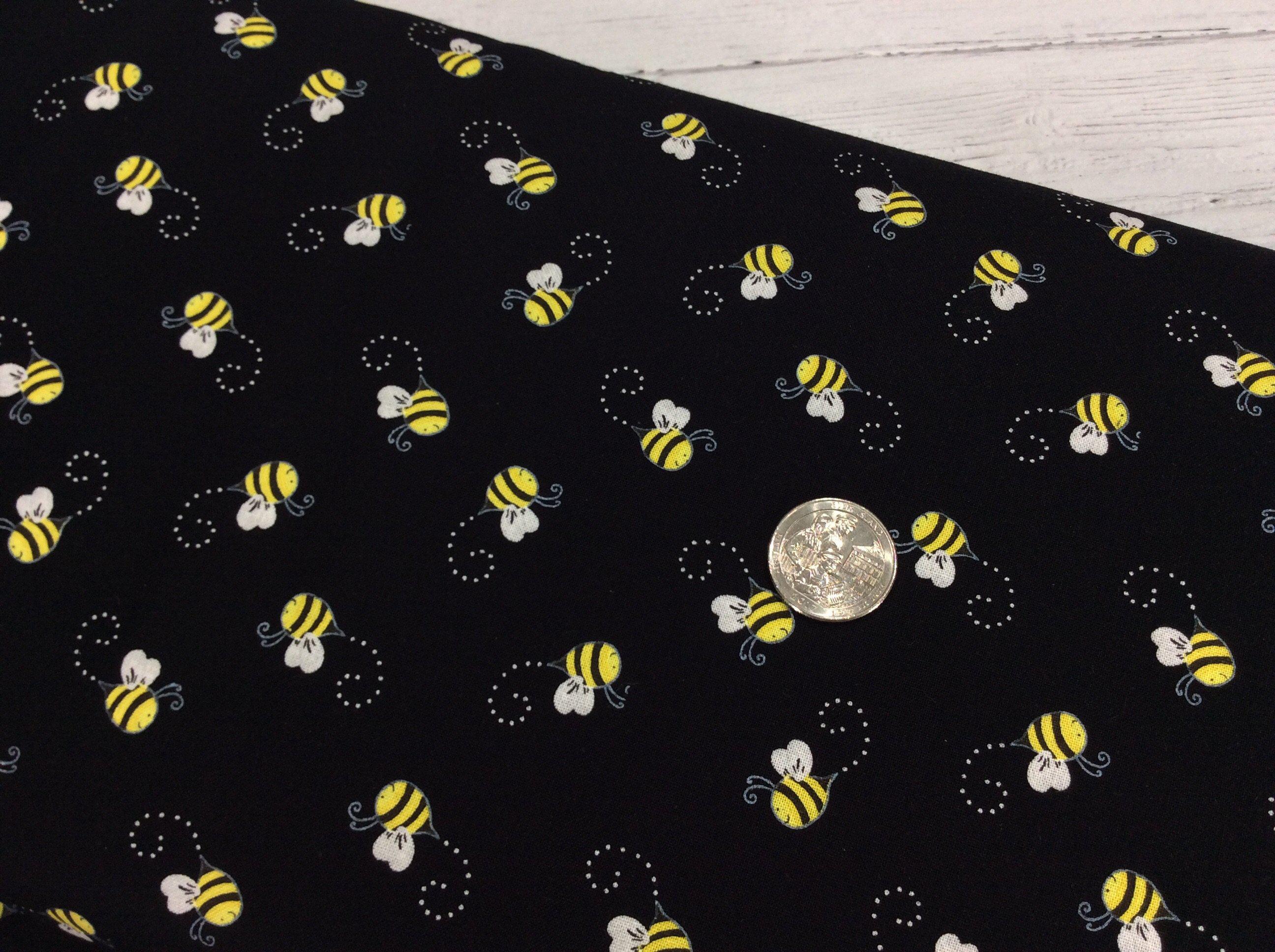 Beeloved Bees on Black Fabric-Timeless Treasures-My Favorite Quilt Store