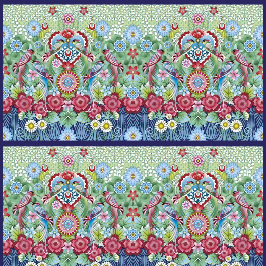 Birds in Paradise Carnation Love Panel 24"x 44/45"-Free Spirit Fabrics-My Favorite Quilt Store