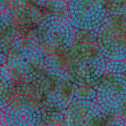 Bits and Pieces Purple Boysenberry Circles Batik Fabric