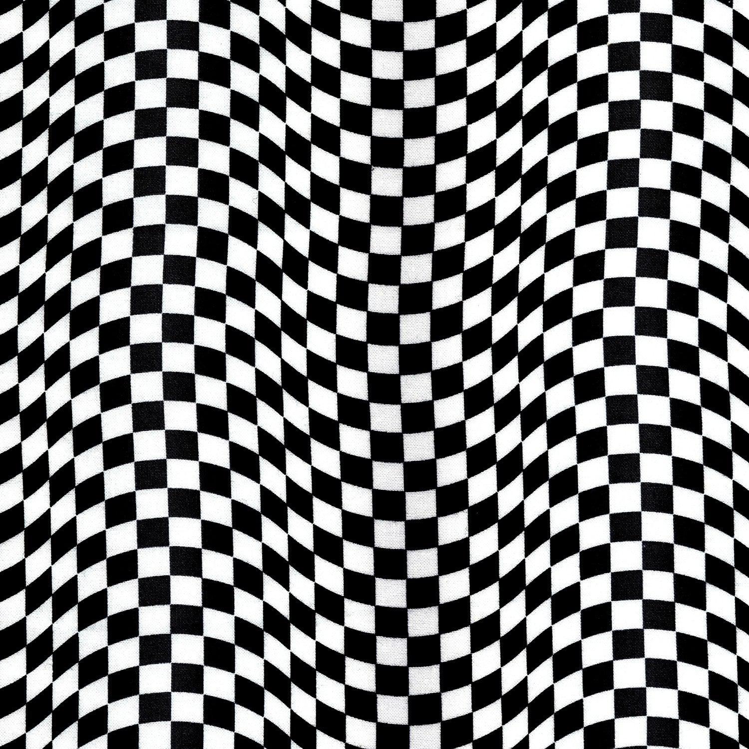 Black & White Checkered Flag Fabric