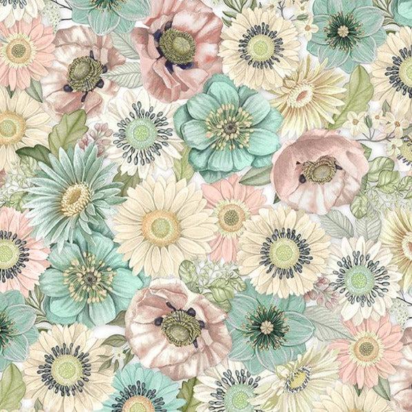 Blissful White Packed Floral Fabric