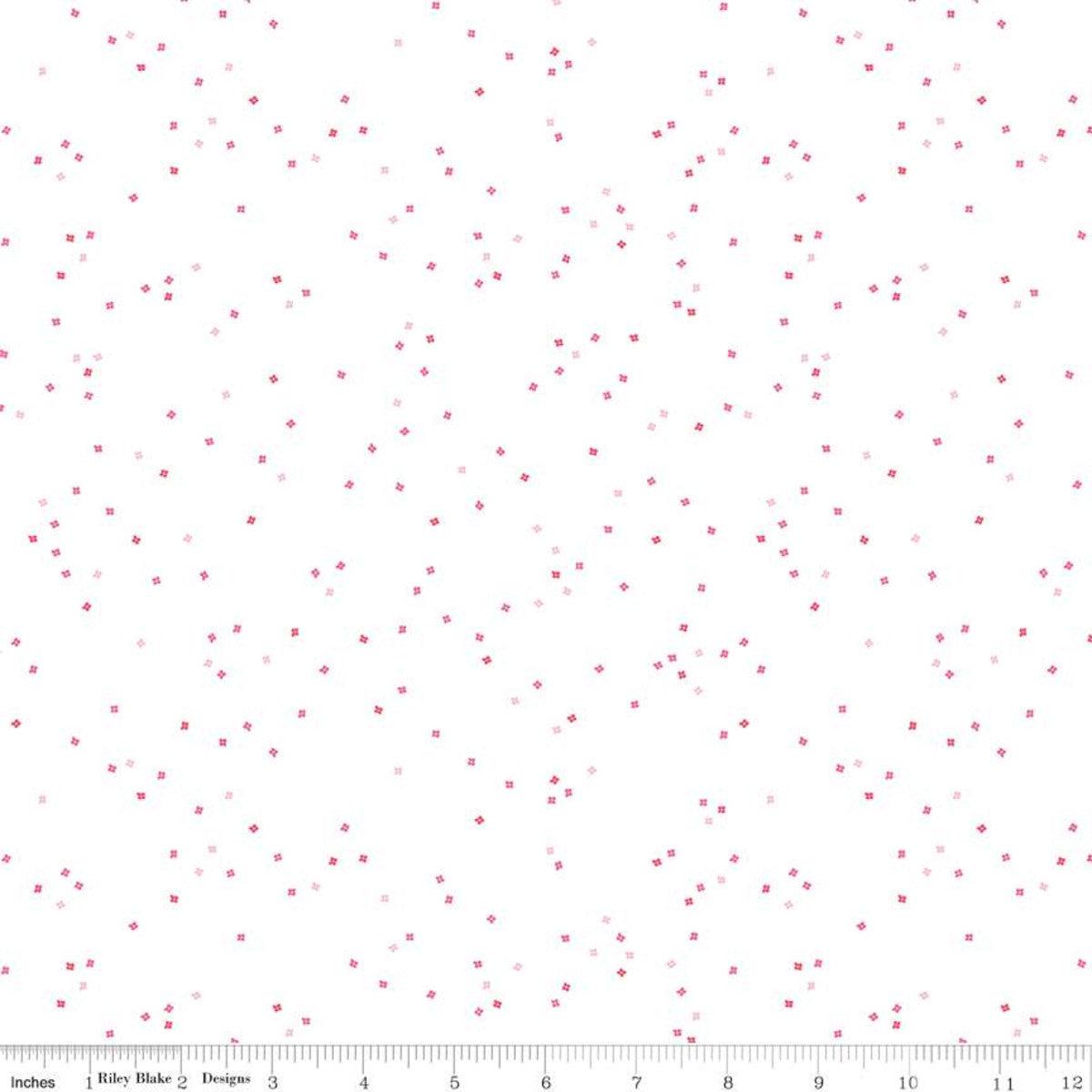 Blossom All the Pink Dot on White Fabric-Riley Blake Fabrics-My Favorite Quilt Store