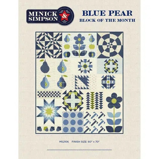Blue Pear Block of the Month Pattern-Moda Fabrics-My Favorite Quilt Store