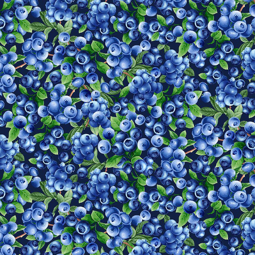 Blueberry Delight Navy Blueberry Bush Fabric