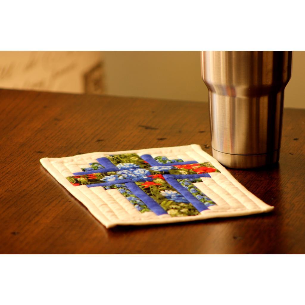 Bluebonnet Cross Mug Rug Pattern Digital Download-Pat Wellen Design-My Favorite Quilt Store