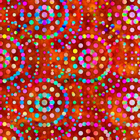 Bohemian Dreams Orange Large Dotted Circles Fabric