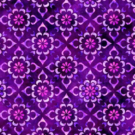 Bohemian Dreams Violet Diamond Floral Fabric-QT Fabrics-My Favorite Quilt Store